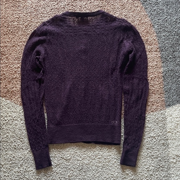 Feminine Ann Taylor XS Fine Weave Aubergine Cardigan 43% Mohair Vintage 90s - Picture 3 of 5